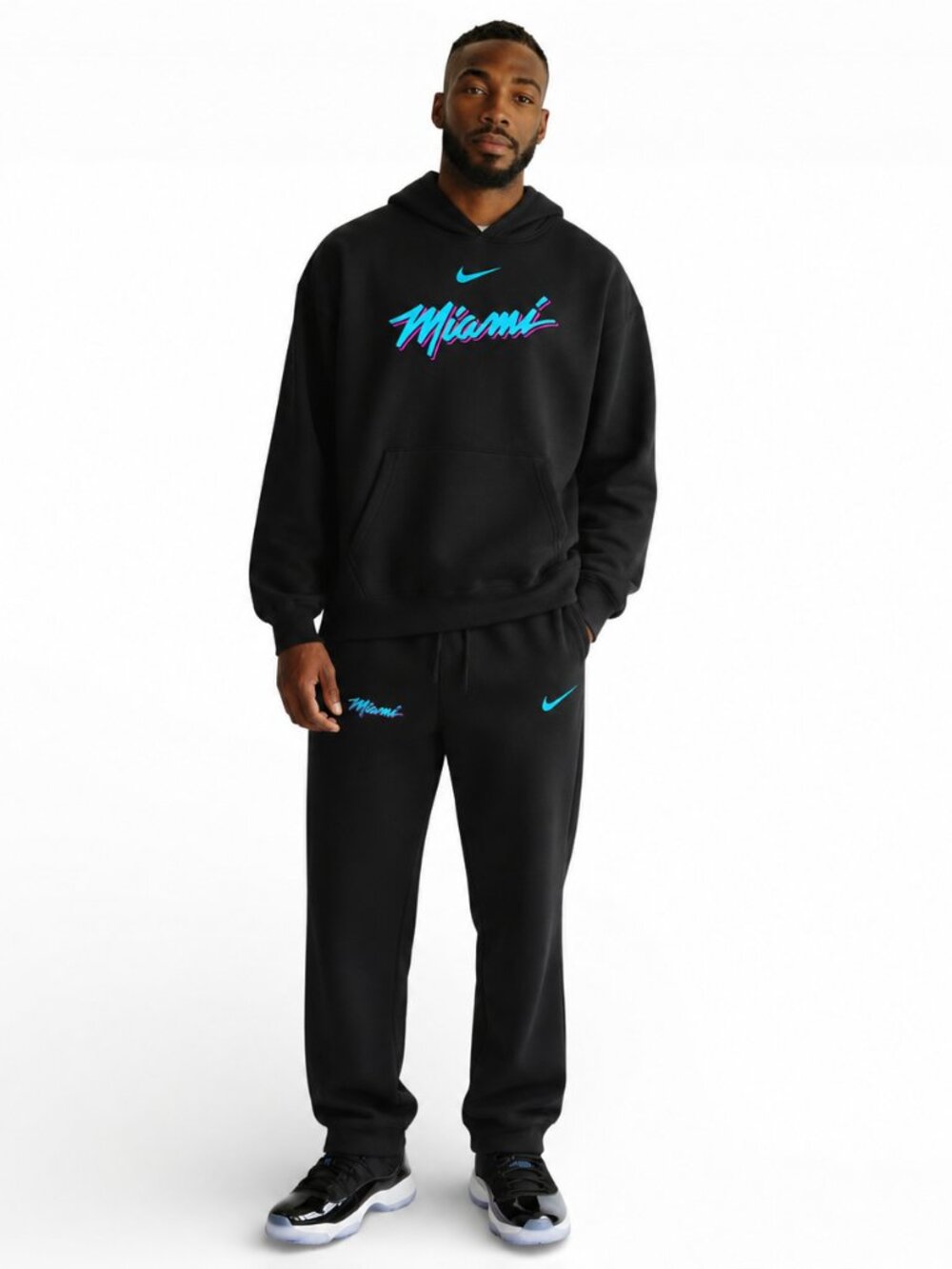 Nike Mens Miami Heat City Edition Tracksuit Pants Joggers Hoodie Vice Large NEW